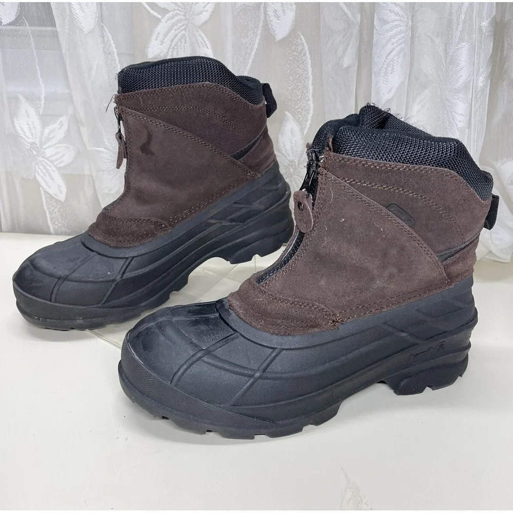 Kamik Mens Champlain Black Brown Boots Sz 8 Duck Boot Waterproof Workwear